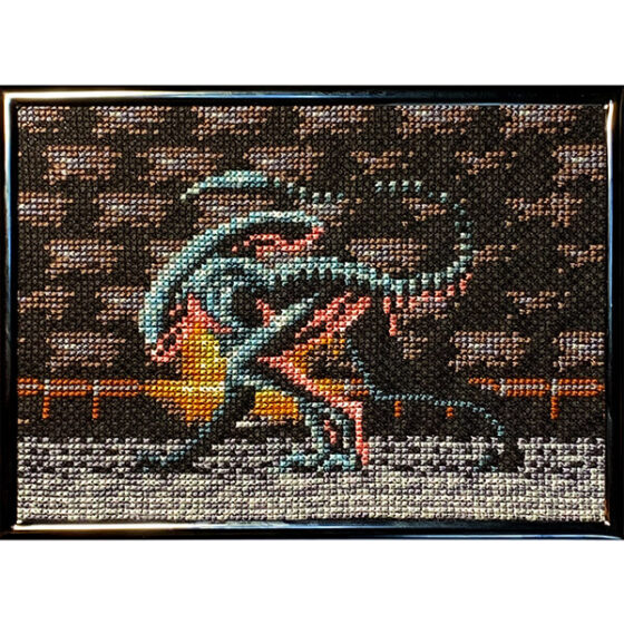 Alien 3 Sega Genesis retro video game cross-stitch STITCH-BIT by Bryan.